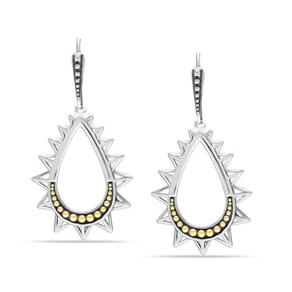 LeCalla 18K Gold-Plated 925 Sterling Silver Open Pyramid Drop Dangle Leverback Earrings for Women and Teen 52MM