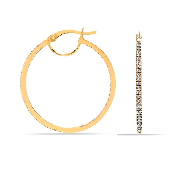 LeCalla 925 Sterling Silver 14K Gold Plated Hoop Earrings for Women Hypoallergenic CZ Earring Hoops for Women 30MM