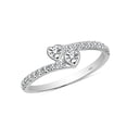 thumbnail image 1 of LeCalla 925 Sterling Silver 14K Rhodium Plated CZ Heart Ring for Women Lightweight Italian Design Cubic Zirconia Cute Minimalist Heart Finger Rings for Her (Size - 7), 1 of 7