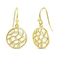 thumbnail image 1 of LeCalla 925 Sterling Silver 18K Yellow-Gold Plated Filigree Leaf Diamond-Cut French Wire Dangle Earrings for Women and Teen 26MM, 1 of 6