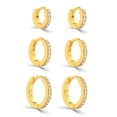 thumbnail image 1 of LeCalla 925 Sterling Silver 18K Yellow-Gold Plated Post Small Hoop Earrings Hypoallergenic CZ Huggie Hoop Earring for Women Set of 3 Pair (8MM, 10MM, 12MM), 1 of 7