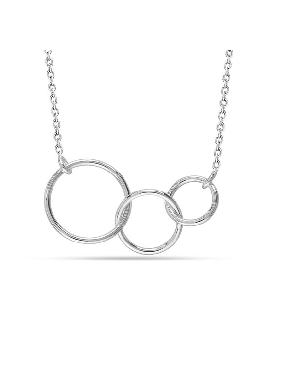 LeCalla 925 Sterling Silver Sterling Silver 3 Generations Necklace Jewelry, Interlocking Infinity Grandma-Mother-Daughter Circle of Life Necklace for Women Teen - Mothers Day Gifts for Mom