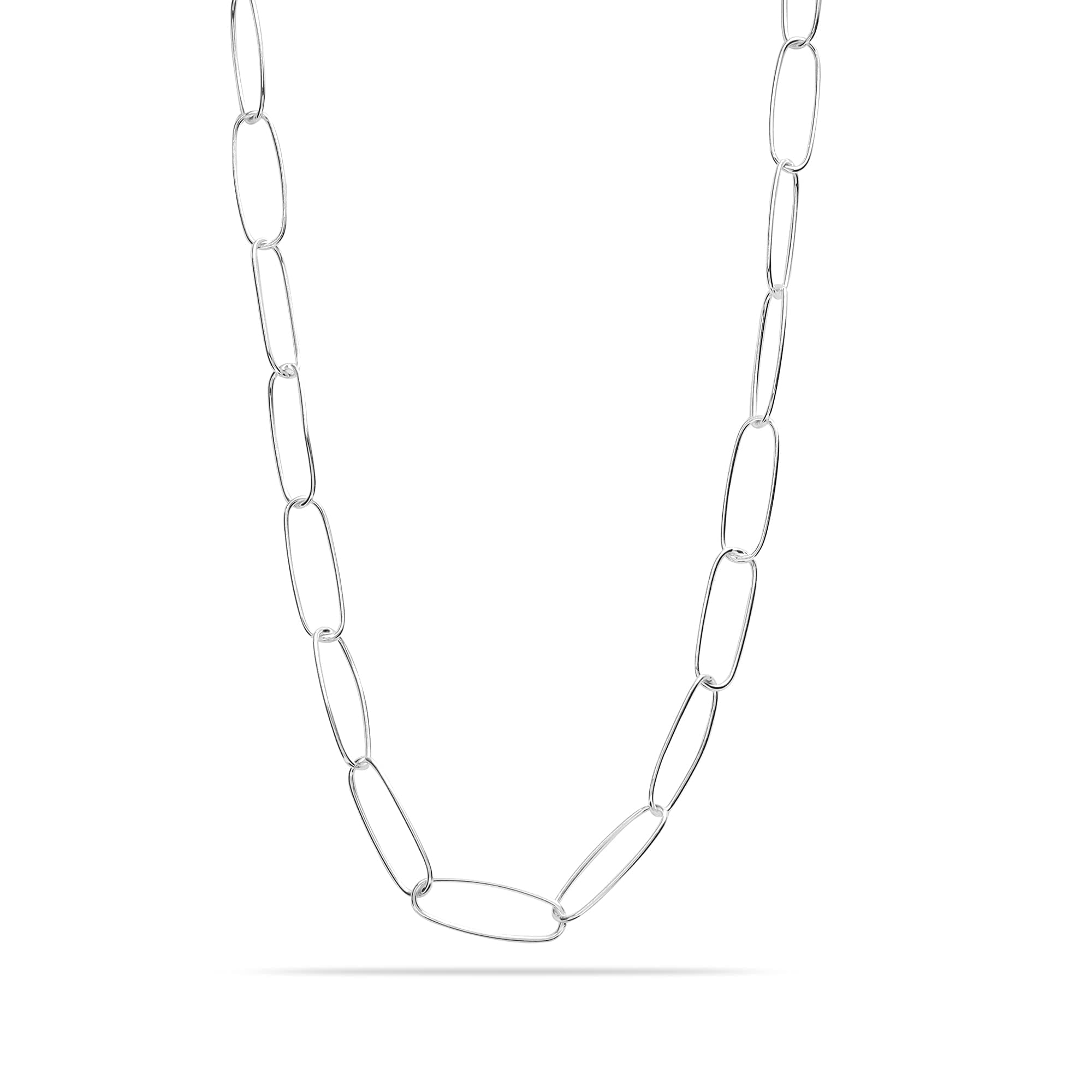 LeCalla 925 Sterling Silver Chain Necklace for Women, Light Weight 6.5MM Big Paperclip Link Chain Necklace 18" Inch Jewelry Gifts for Women