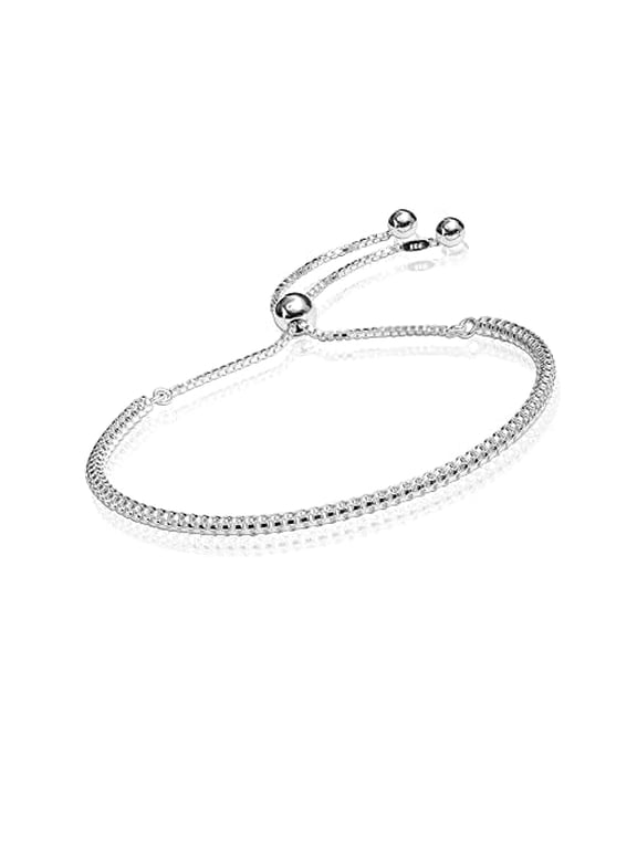 925 Sterling Silver Adjustable Sliding Bolo Bracelets for Friends Women and Teen Girls 10" Inch