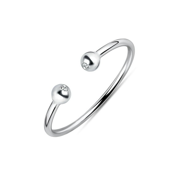 LeCalla 925 Sterling Silver Adjustable Tiny Balls Knuckle Stacking Rings Jewelry Beautiful Double Ball Bead Open Circle Finger Rings for Women Teen