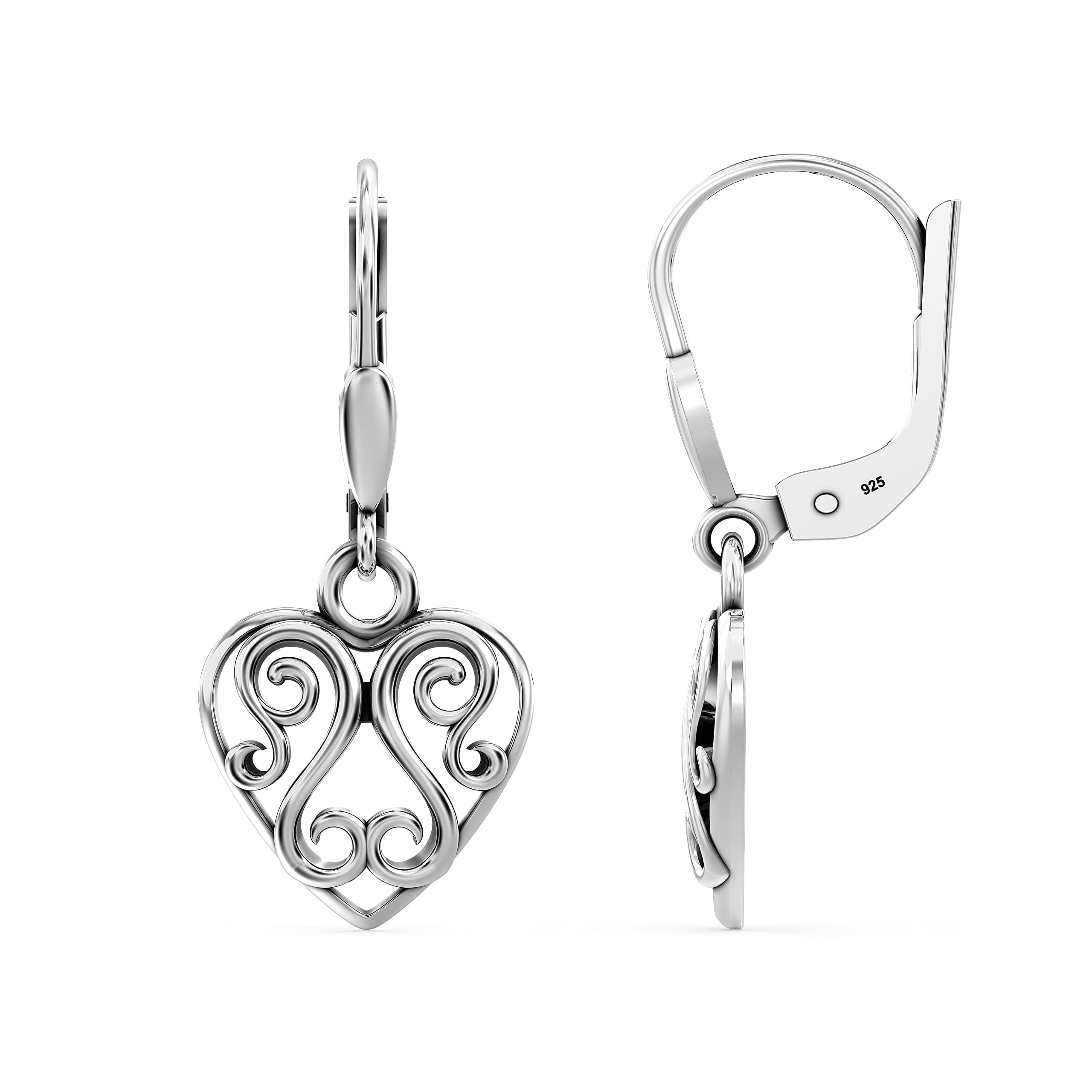LeCalla Orecchini Laccetto Cuore In Argento Sterling 925 - Leggeri E Anti-appannamento - Regalo In Scatola