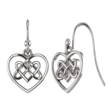 LeCalla 925 Sterling Silver Antique Heart Love Irish Celtic Friendship Knot Tiny Drop Dangle Earrings Jewelry Gifts for Women and Teen 21MM