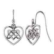 LECALLA 925 Sterling Silver Antique Heart Love Irish Celtic Friendship Knot Tiny Drop Dangle Earrings Jewelry Gifts for Women and Teen 21MM