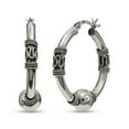 thumbnail image 1 of LeCalla 925 Sterling Silver Antique Oxidized Light-Weight Click Top Balinese Hoop Earrings for Women and Teen 45MM, 1 of 8