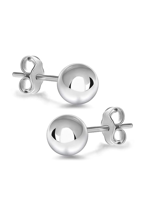 Sterling Silver Anti-Tarnish Ball Post Stud Earrings, 8MM Jewelry Gift for Women and Teens