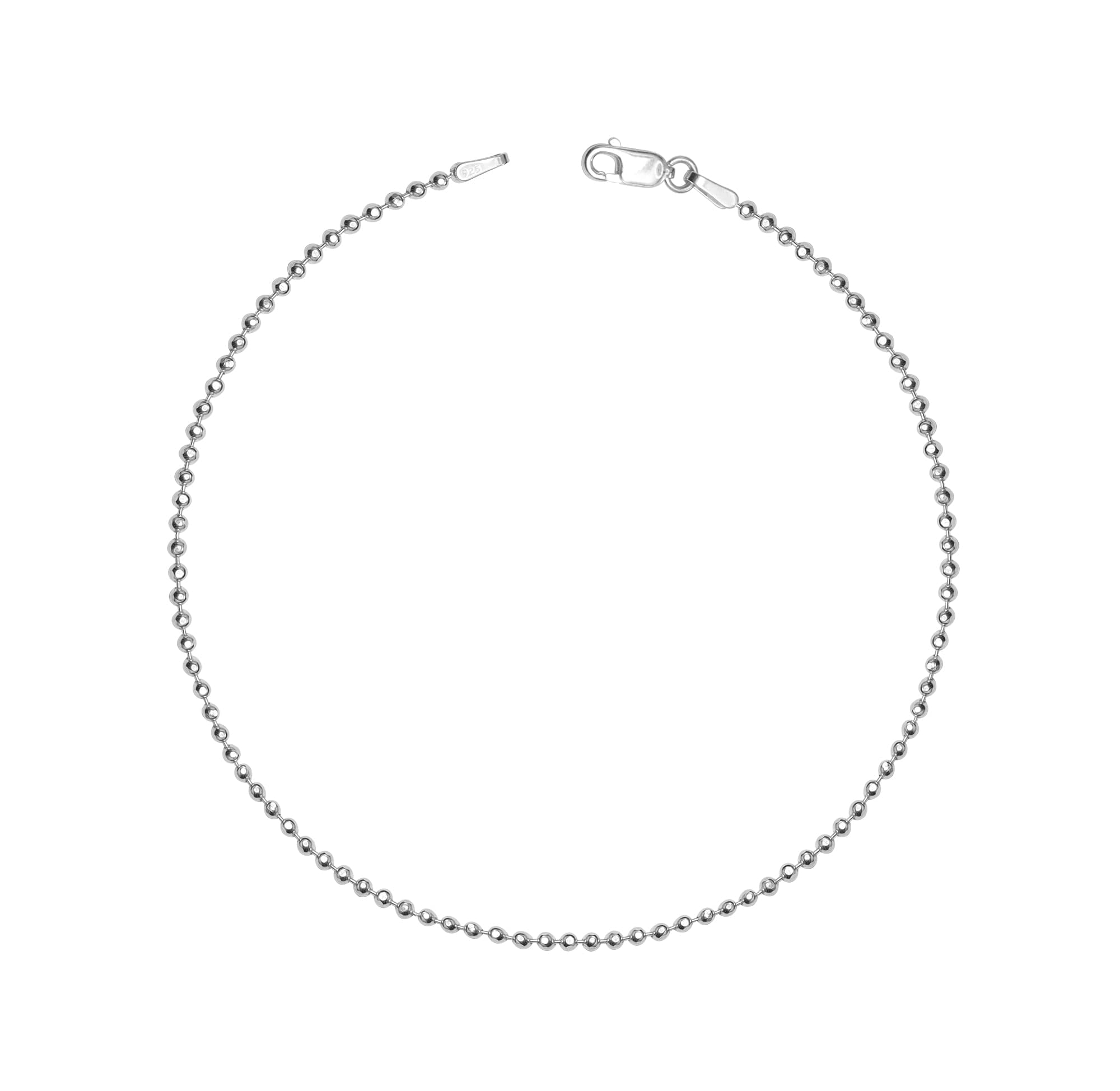 LeCalla 925 Sterling Silver Basic Ball Chain Link Anklets Summer Jewelry for Women and Teen 10" Inch
