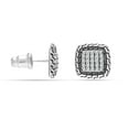 thumbnail image 1 of LeCalla 925 Sterling Silver CZ Classic Square Antique SMALL Stud Earrings Jewelry Gifts for Women and Teen 11MM, 1 of 9