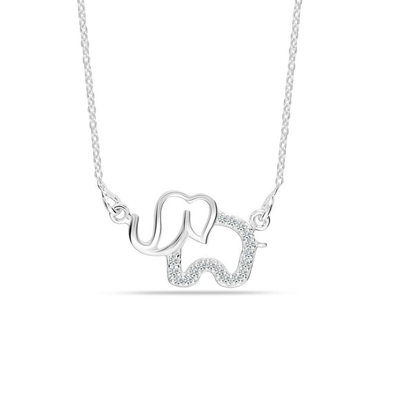 LeCalla 925 Sterling Silver CZ Elephant Necklace for Women and Teen 20MM