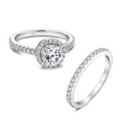 LeCalla 925 Sterling Silver CZ Rings for Women Rhodium-Plated Bridal Rings Sets Cubic Zirconia Engagements Rings Wedding Bands for Women Promise Rings for her Size - 5