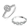 thumbnail image 1 of LeCalla 925 Sterling Silver CZ Rings for Women Rhodium-Plated Oval Zirconia Classic Engagement Ring Zirconia Wedding Band for Women Promise Rings for Her (Size - 6), 1 of 6