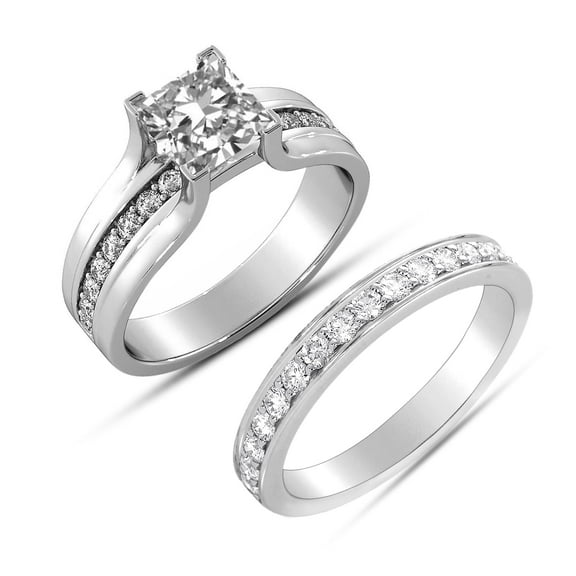 LeCalla 925 Sterling Silver CZ Rings for Women Rhodium-Plated Cathedral Style Princess Engagement Ring Zirconia Wedding Band for Women (Size - 5)