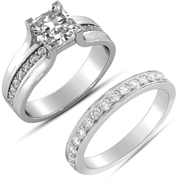 LeCalla 925 Sterling Silver Diamond Rings for Women Cathedral Style Ring Wedding Band (Size - 6)