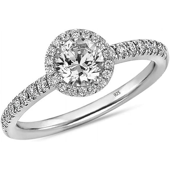 LeCalla 925 Sterling Silver CZ Rings for Women Rhodium-Plated Rings Round Cushion Cut Zirconia Engagement Rings Wedding Bands for Women (Size - 5)