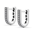 thumbnail image 1 of LeCalla 925 Sterling Silver CZ U Shaped Huggie Hoop Earrings for Women Teen 15MM, 1 of 7