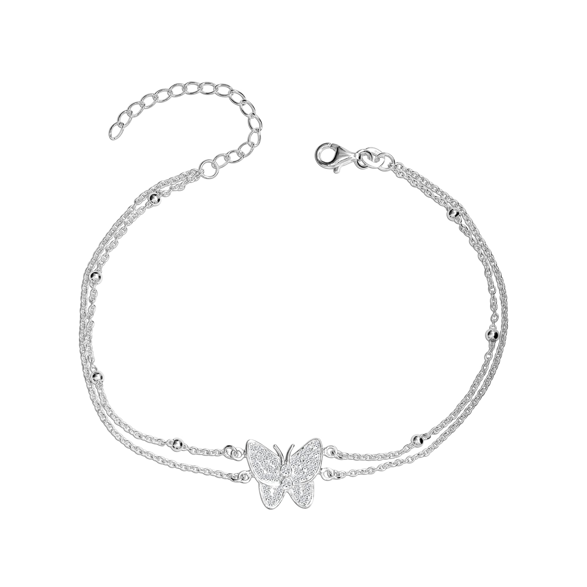 LeCalla 925 Sterling Silver Cable Chain Anklets With Butterfly Charm Light-Weight Jewelry Gifts for Women and Teen 10" Inch