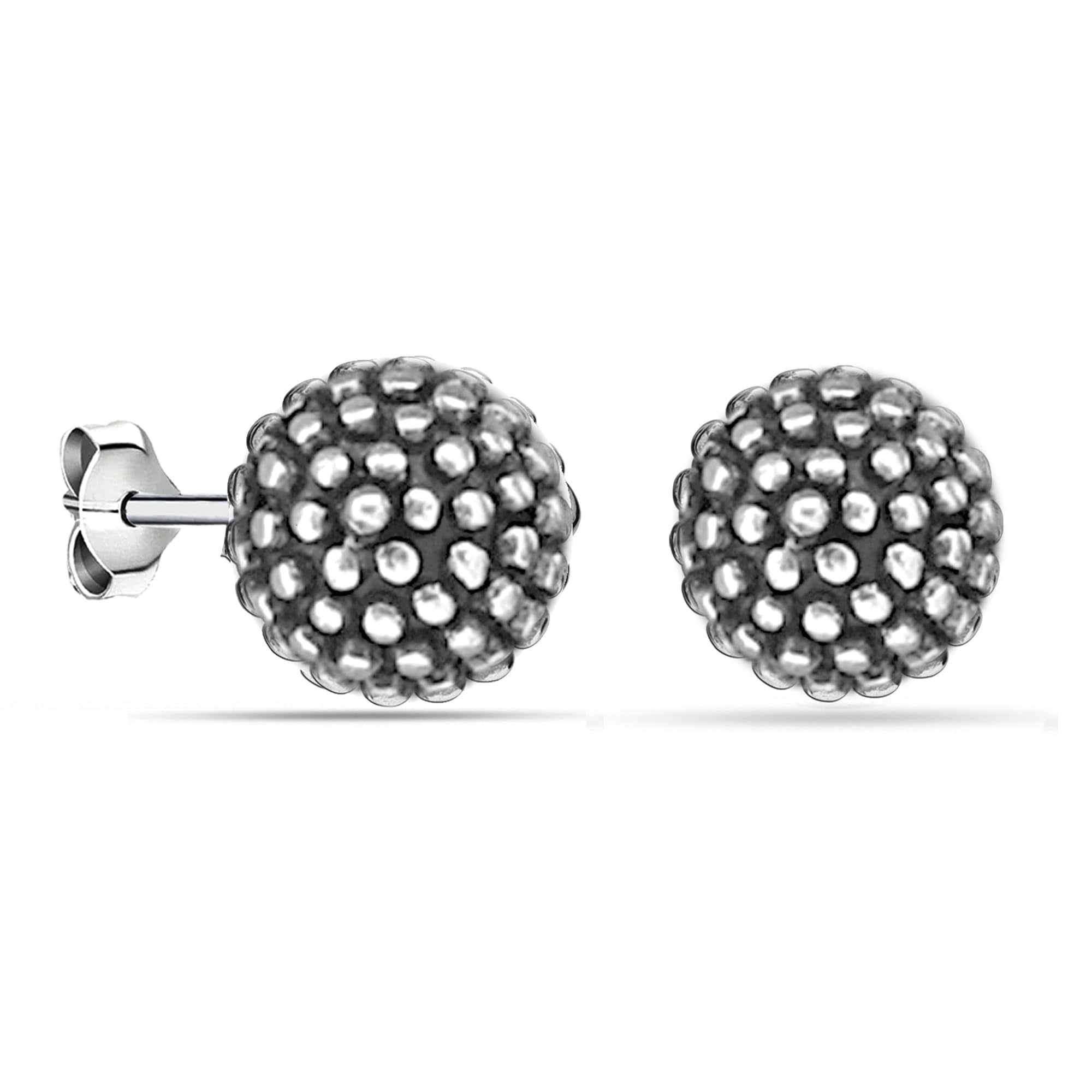 LeCalla 925 Sterling Silver Caviar Beaded Stud Earrings for Women and Teen 10MM