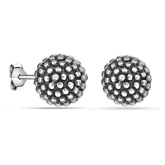 LeCalla 925 Sterling Silver Caviar Beaded Stud Earrings for Women and Teen 10MM