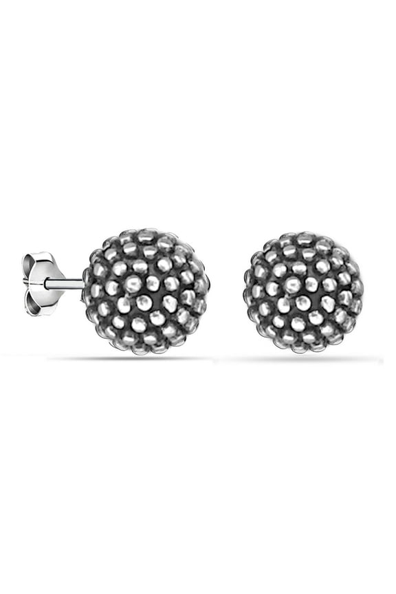 925 Sterling Silver Caviar Beaded Stud Earrings for Women and Teen 10MM