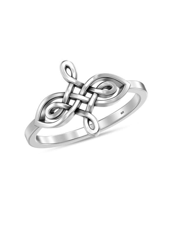 925 Sterling Silver Celtic Knot Cross Heart Eternity Wedding Band Rings for Women Hypoallergenic Ring for Teens Size - 5