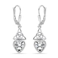 thumbnail image 1 of LeCalla 925 Sterling Silver Celtic Knot Earrings | Heart-Shaped CZ Leverback Earrings, 1 of 7