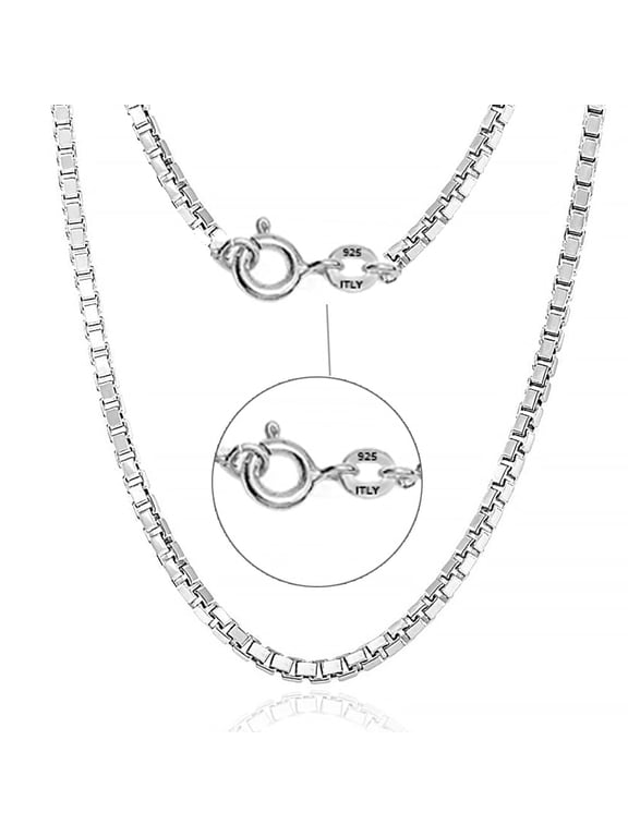 925 Sterling Silver 20" Inch Box Chain Necklace, 2MM Unisex Silver Chain for Men & Women, Gifts-Ready Jewelry