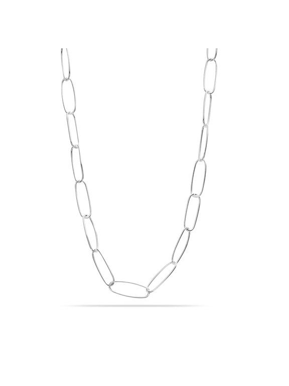 925 Sterling Silver Chain Necklace for Women, Light Weight 6.5MM Big Paperclip Link Chain Necklace 24" Inch Jewelry Gifts for Women
