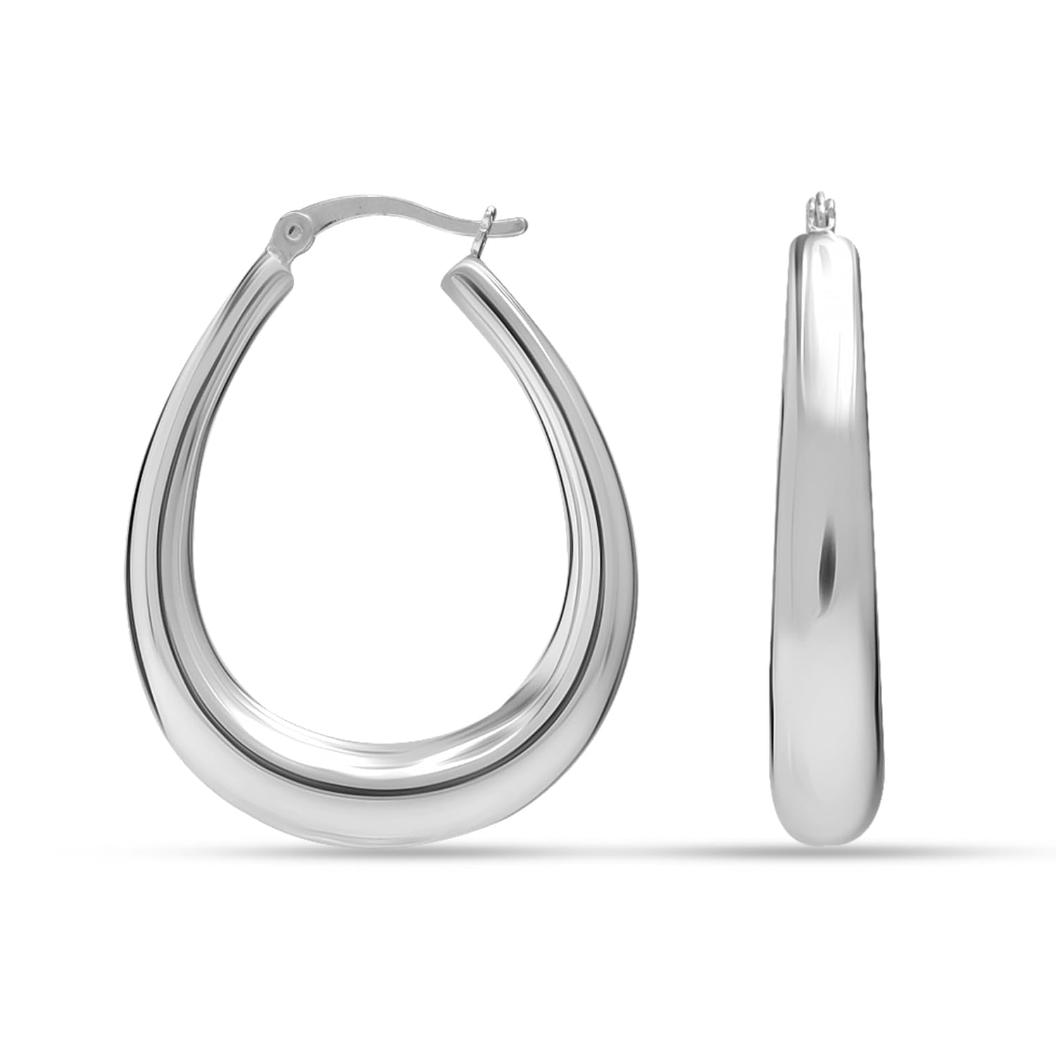 Silver Rectangular Hoop Earrings - Troy O'Brien Fine Jewellery