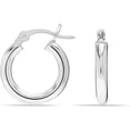 thumbnail image 1 of LeCalla 925 Sterling Silver Hoop Earrings, 2.5MM Thick, Italian Round, Small, Click Top, 15MM, 1 of 8