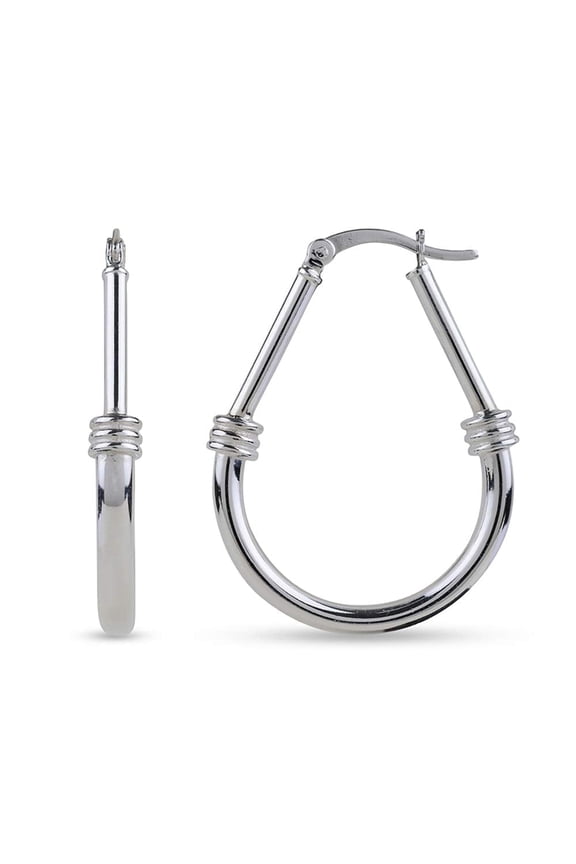 925 Sterling Silver Click-Top Italian Design Classic Oval Hoop Earrings Jewelry for Women and Teen 34MM