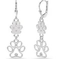 thumbnail image 1 of LeCalla 925 Sterling Silver Cubic Zirconia Open Animal Lover Pet Dog Cat Paw Print Earrings for Women and Teen 42MM, 1 of 7