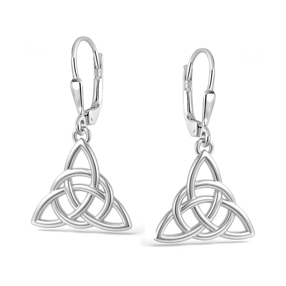 LeCalla 925 Sterling Silver Dangle Earrings | Trinity Celtic-Knot Triangle Earrings Women