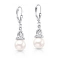 thumbnail image 1 of LeCalla 925 Sterling Silver Celtic Trinity Knot Pearl Dangle Earrings, 1 of 7
