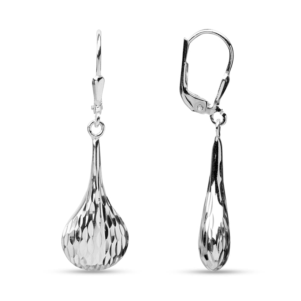 LeCalla 925 Sterling Silver Diamond-Cut Celtic Knot Sea Life Tear-Drop Dangle Lever Back Earrings for Women and Teen 26MM