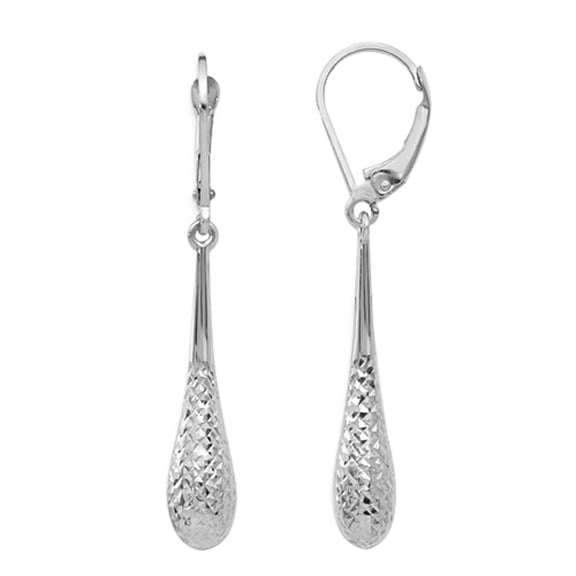 LeCalla 925 Sterling Silver Diamond Cut Lever Back Tear Drop Dangle Earrings Jewelry for Women and Teen 38MM