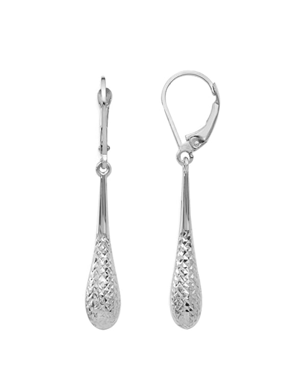 925 Sterling Silver Diamond Cut Lever Back Tear Drop Dangle Earrings Jewelry for Women and Teen 38MM