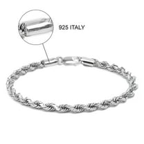 LeCalla 925 Sterling Silver Diamond-Cut Solid Italian 4MM Rope Chain Bracelets for Women 6.5" Inches