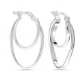 thumbnail image 1 of LeCalla 925 Sterling Silver Double Hoop Earrings | Curved Double-Hoop Earrings, 1 of 7
