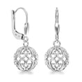 thumbnail image 1 of LeCalla 925 Sterling Silver Drop Dangle Earrings | Heart Filigree Ball Leverback Earring, 1 of 6
