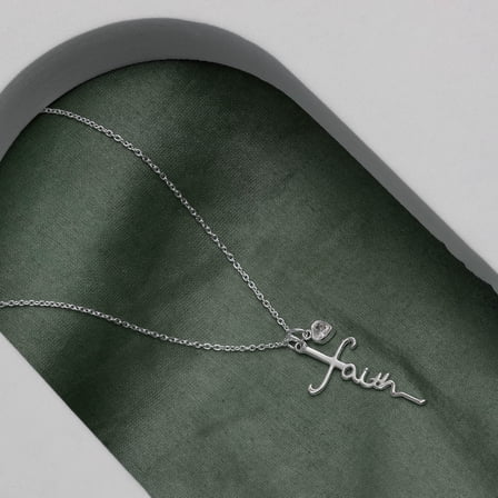 LeCalla 925 Sterling Silver Elegant Faith Cross Pendant Necklace Infinity Love of God CZ Heart Pendant Chain Necklace for Women and Teen 16 2" Inches