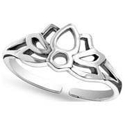 LeCalla 925 Sterling Silver Filigree Flower Lotus Silhouette Band Toe Rings for Women - Mothers Day Gifts Jewelry