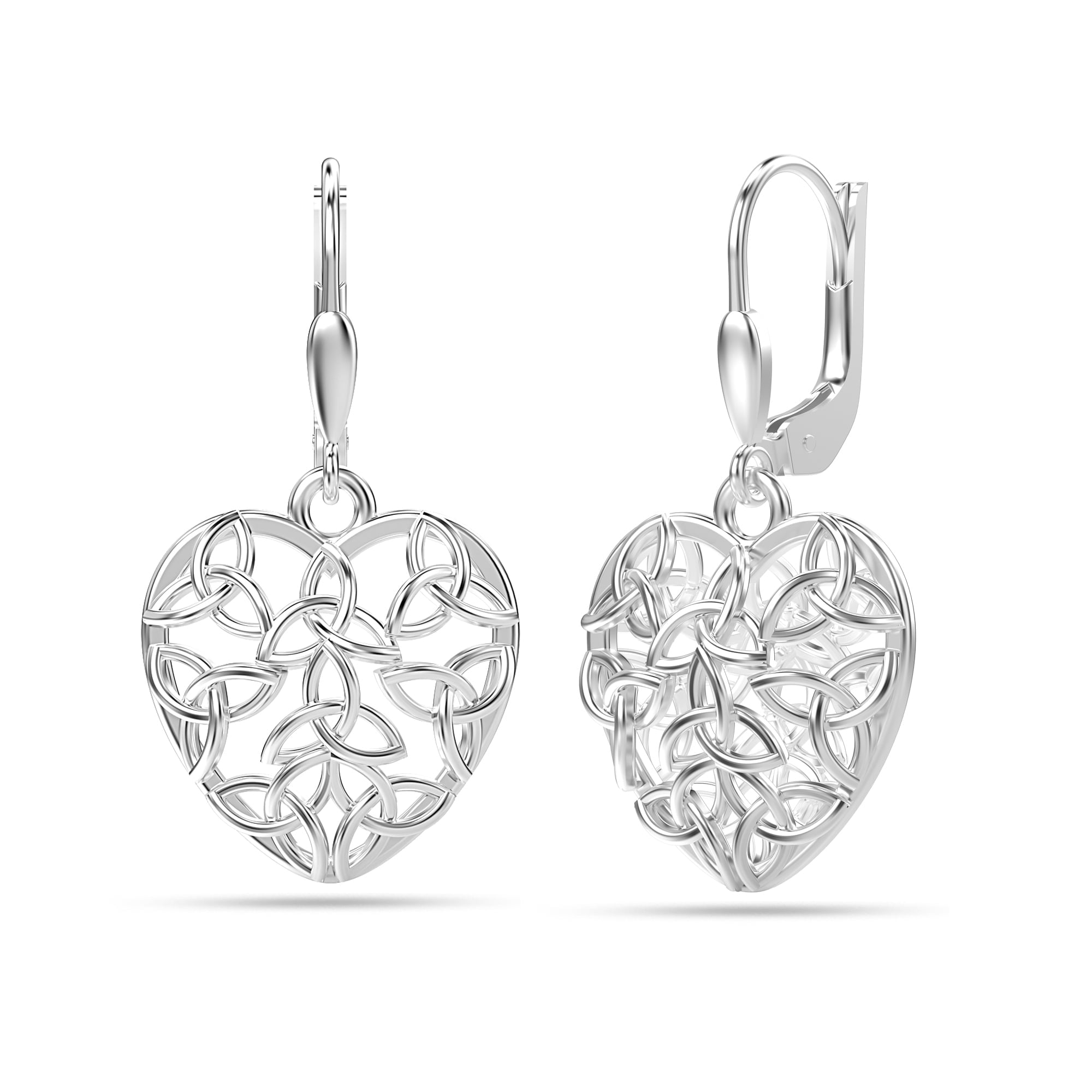 LeCalla 925 Sterling Silver Filigree Heart Infinity Celtic Knot Leverback Drop Dangler Earrings Fine Jewelry for Women and Teen 35MM