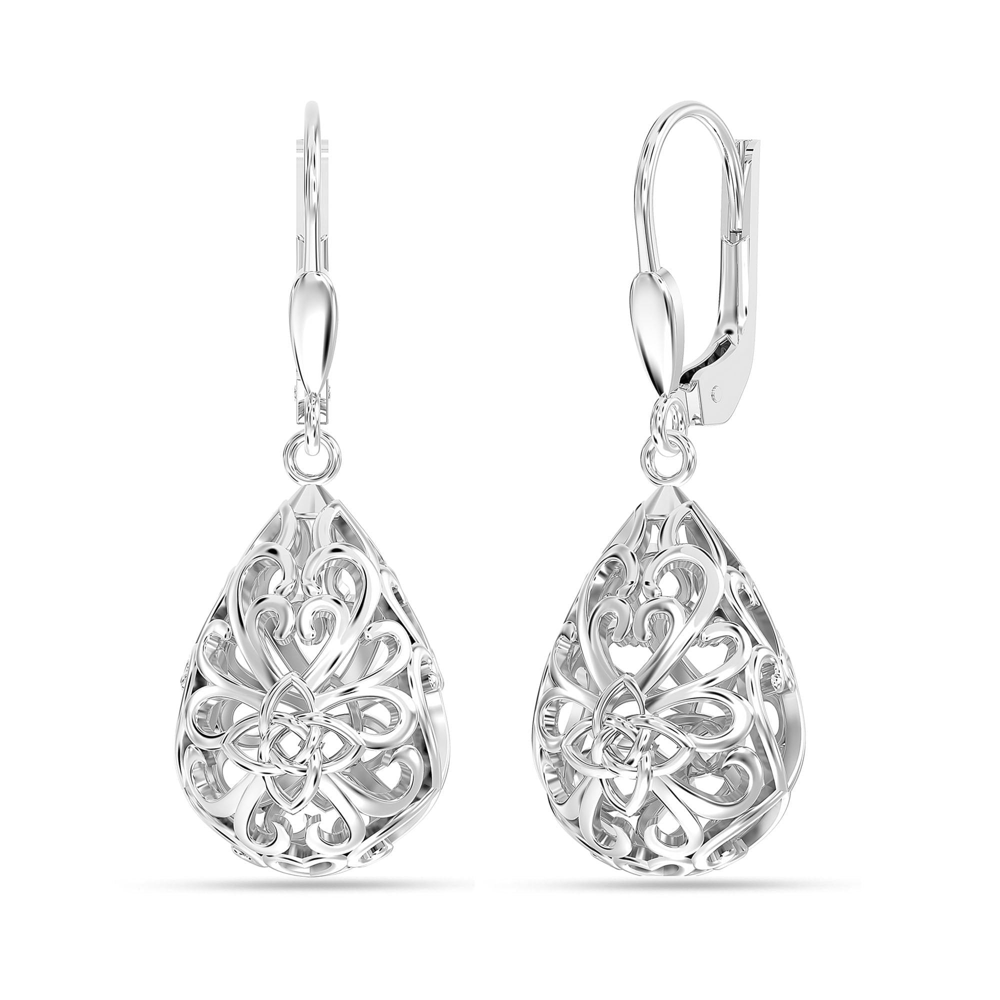 LeCalla 925 Sterling Silver Filigree Infinity Celtic Knot Lever Back Drop Dangle Earrings for Women and Teen 33MM