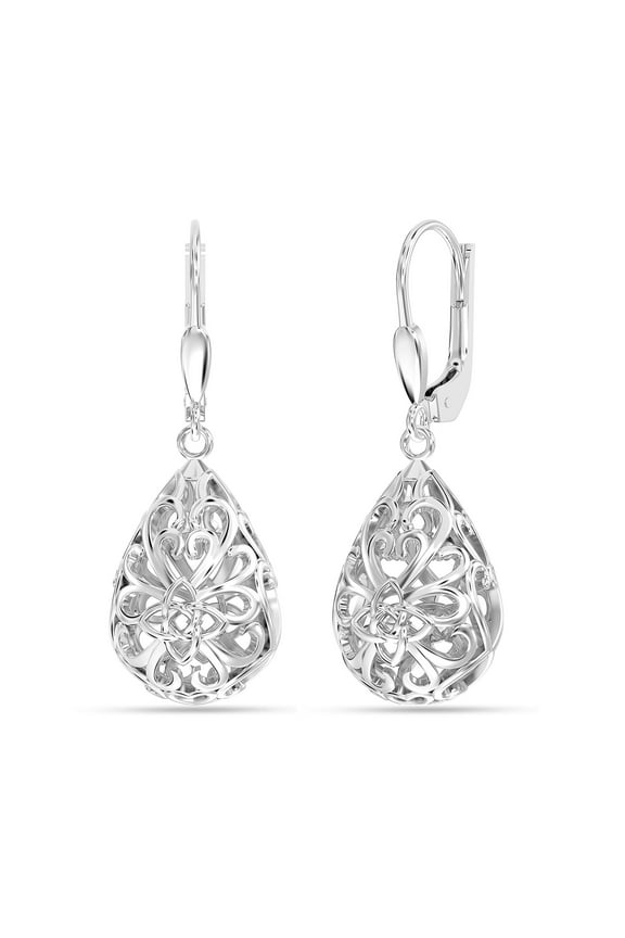925 Sterling Silver Filigree Infinity Celtic Knot Lever Back Drop Dangle Earrings for Women and Teen 33MM