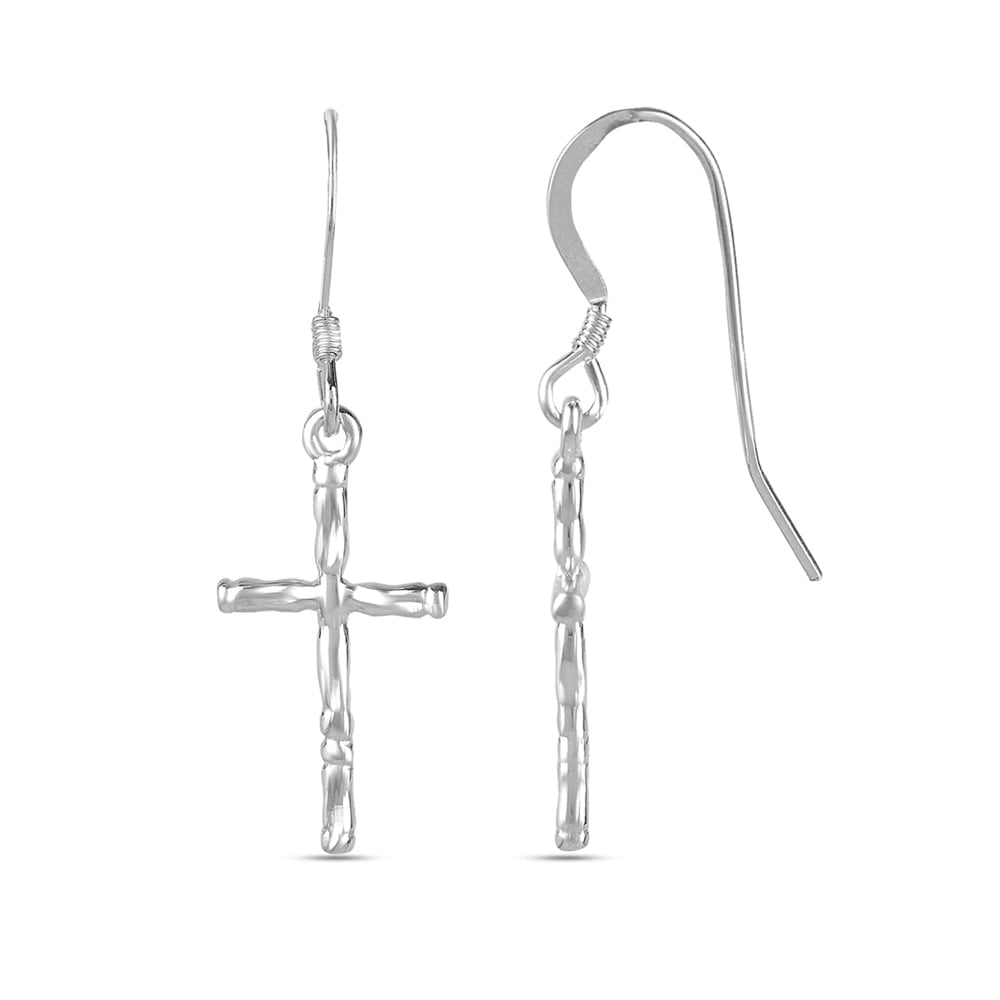 LeCalla 925 Sterling Silver Fishhook Cross Drop Dangle Earrings Jewelry Gifts for Women and Teen 35MM