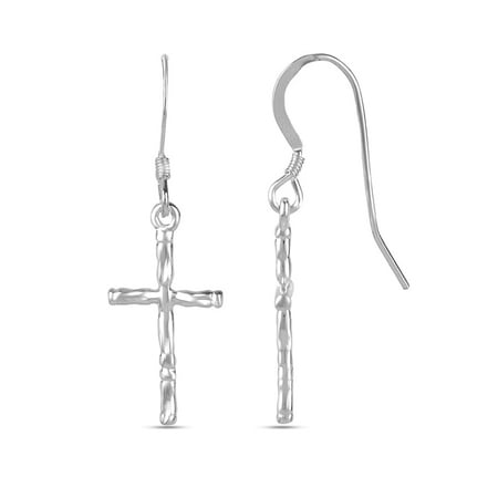LeCalla 925 Sterling Silver Fishhook Cross Drop Dangle Earrings Jewelry Gifts for Women and Teen 35MM